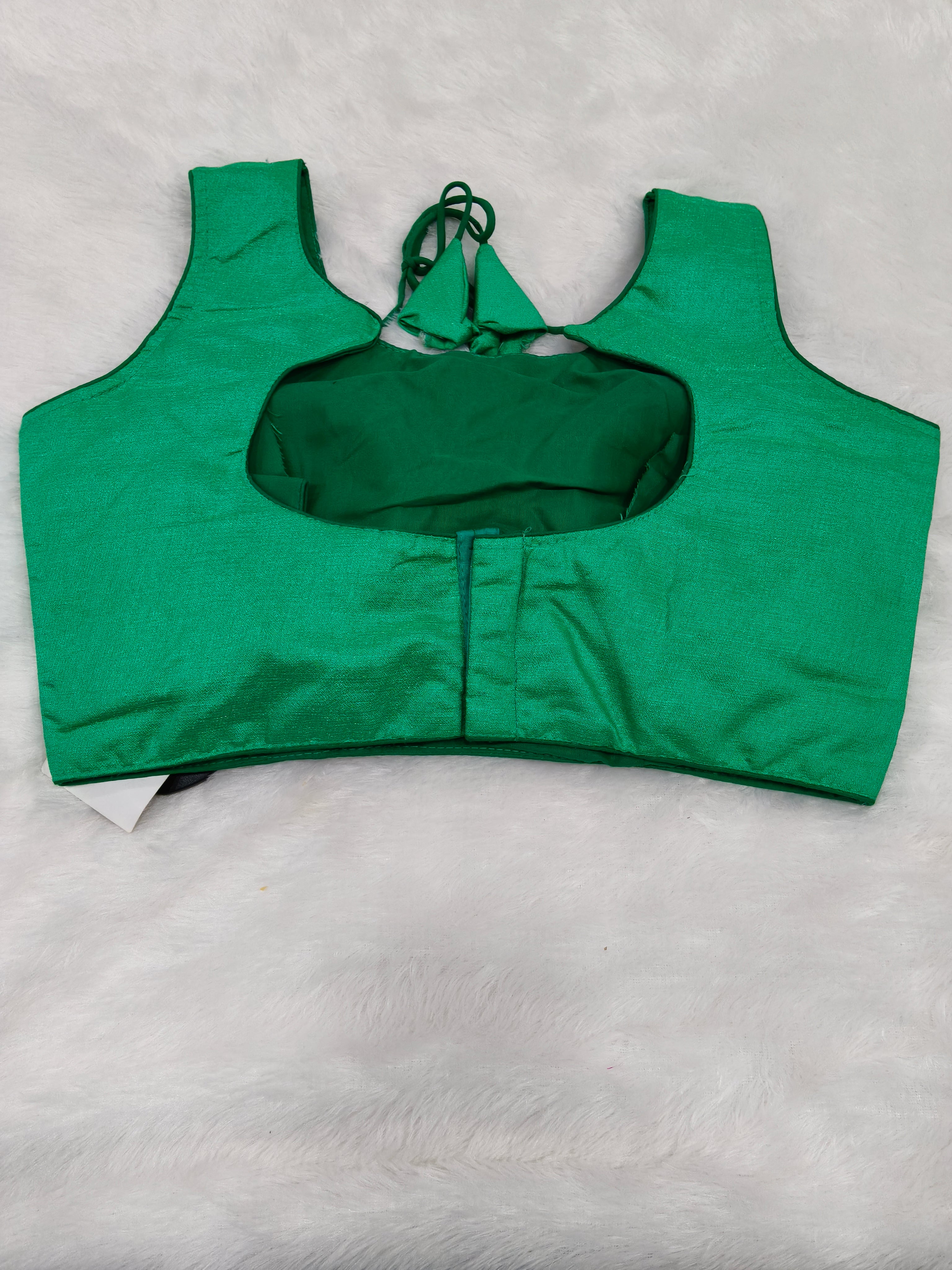 Emerald Green Cotton Silk Blend Saree Blouse | Readymade