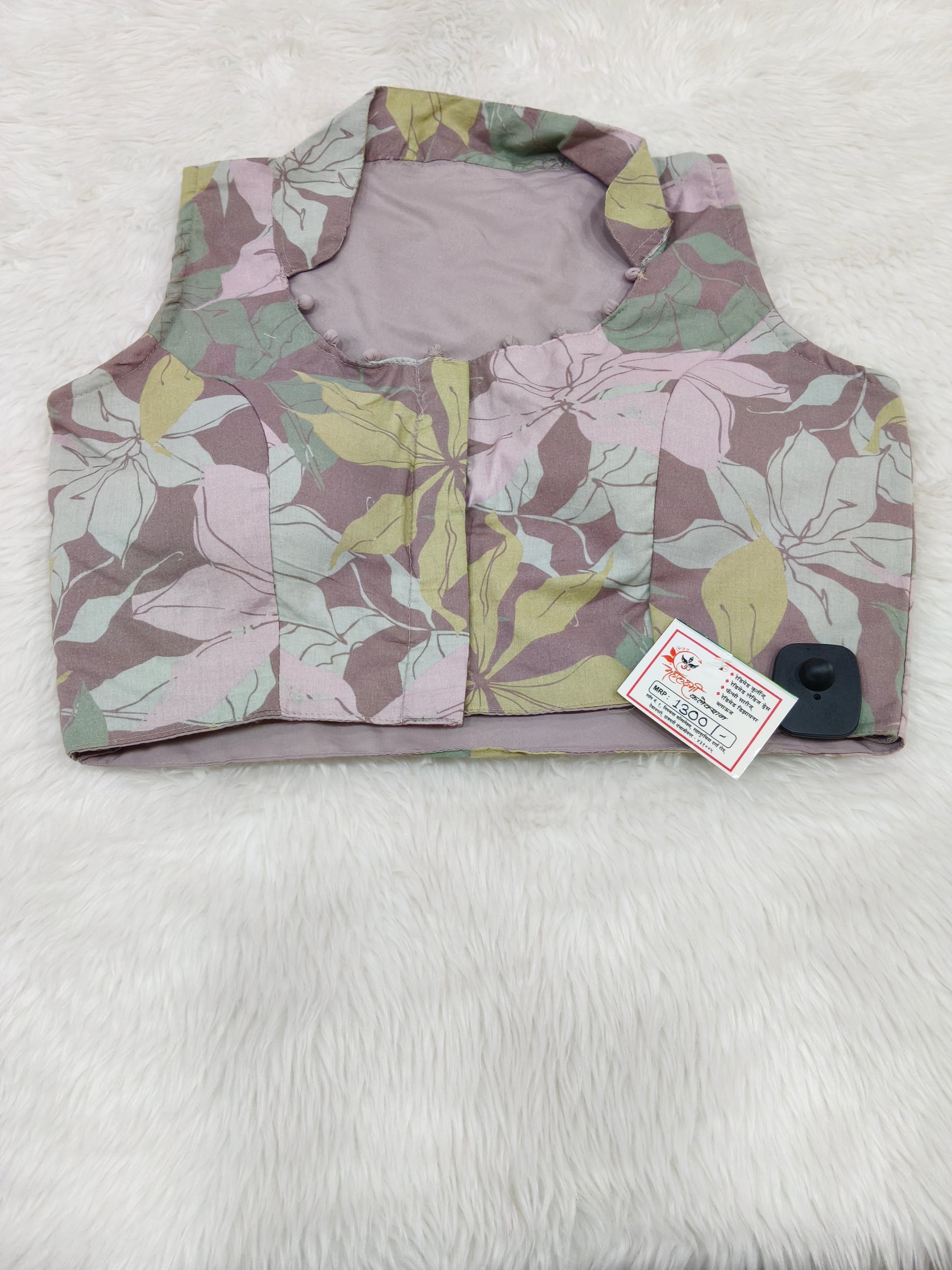 Premium Pastel Floral Pure Cotton Designer Blouse – Collared Neck