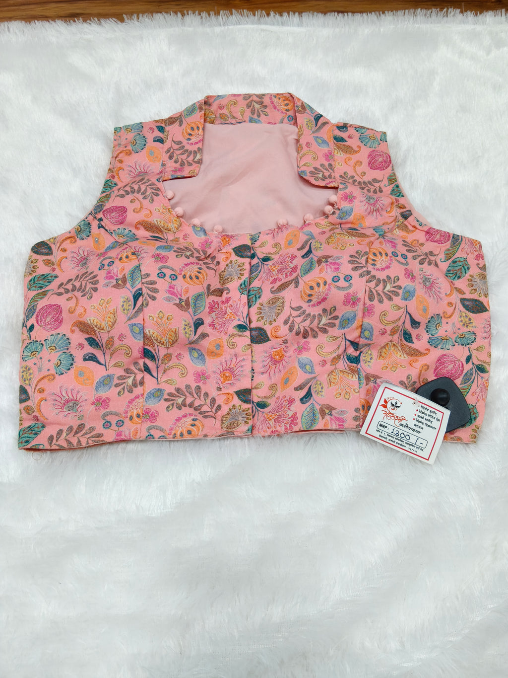 Premium Pink Floral Pure Cotton Designer Blouse – Collared Neck