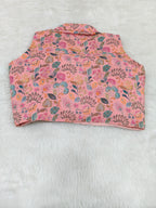 Premium Pink Floral Pure Cotton Designer Blouse – Collared Neck