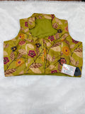 Premium Olive Green Floral Cotton Silk Mix Designer Blouse – Collared Neck