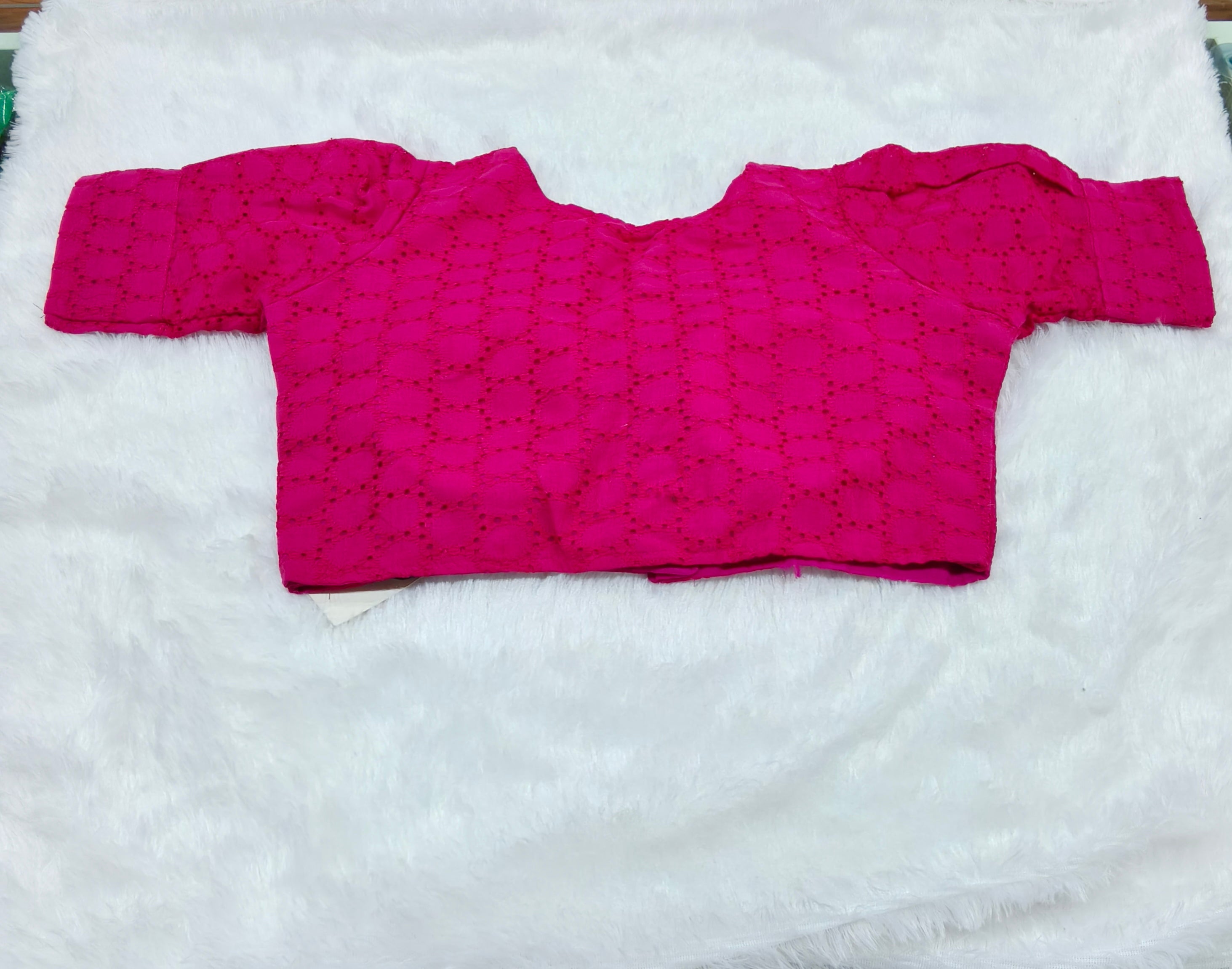 Rani Pink Pure Cotton Embroidered Designer Blouse – Front Open