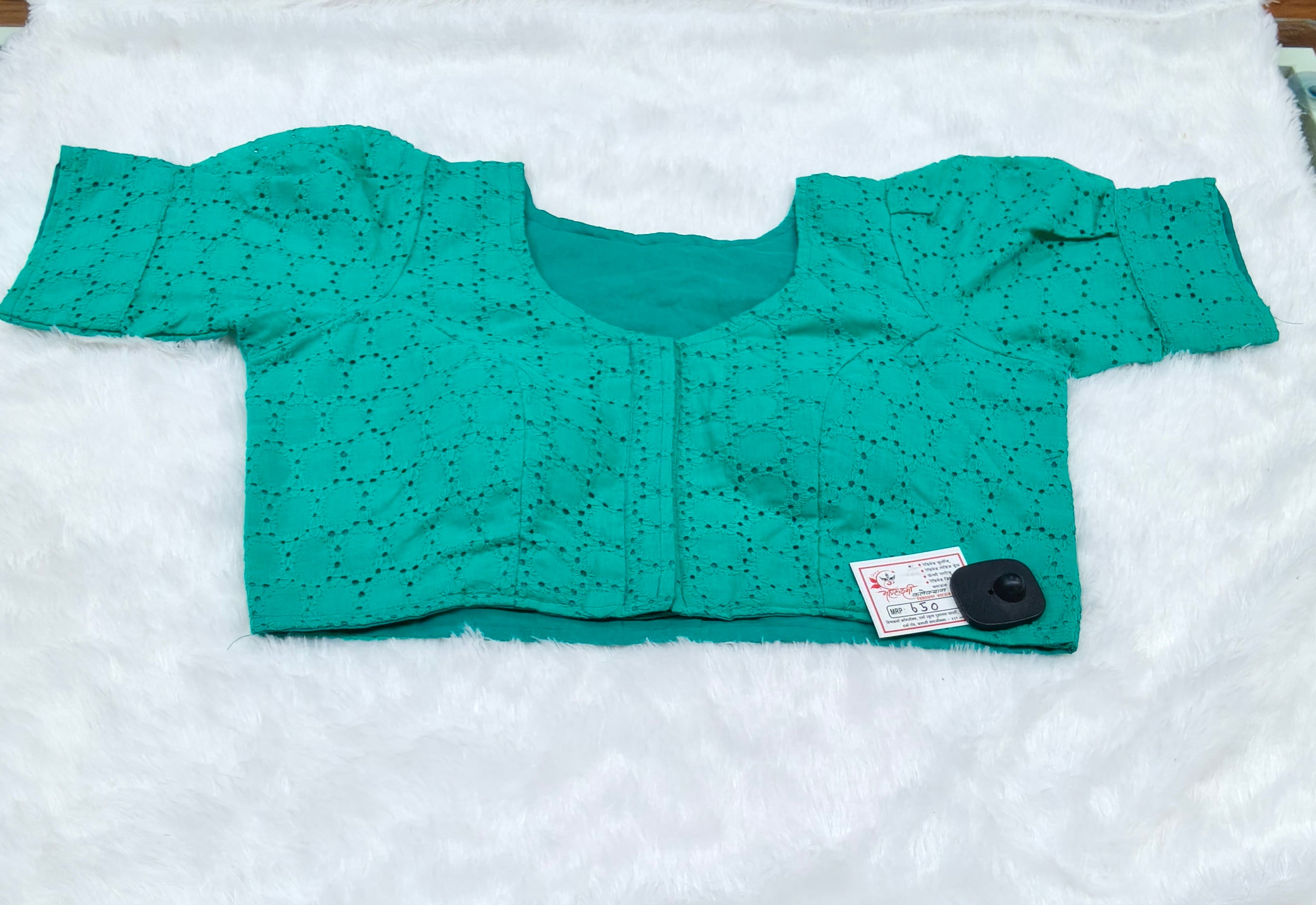 Emerald Green Pure Cotton Embroidered Designer Blouse – Front Open