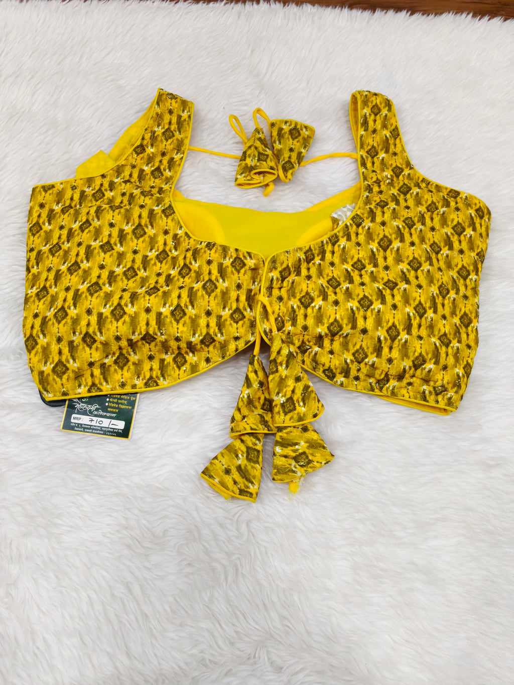 Mustard Yellow Digital Print Pure Cotton Designer Blouse