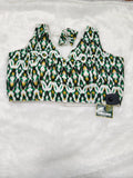 White & Green Abstract Digital Print Pure Cotton Designer Blouse
