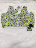 White & Lime Green Abstract Floral Digital Print Pure Cotton Designer Blouse