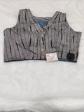 Grey Ikkat Cotton Designer Blouse – Sleeveless V-Neck