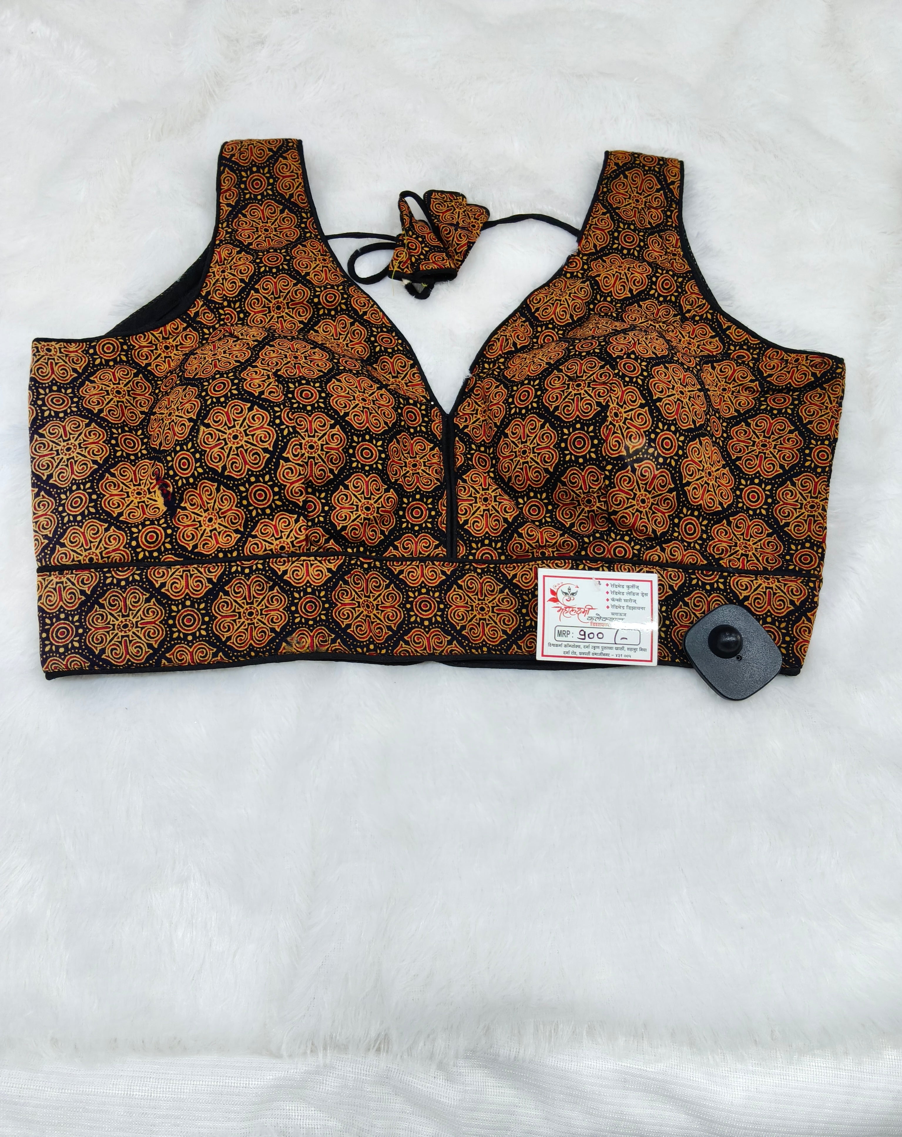 Premium Black Ajrak Cotton Designer Blouse