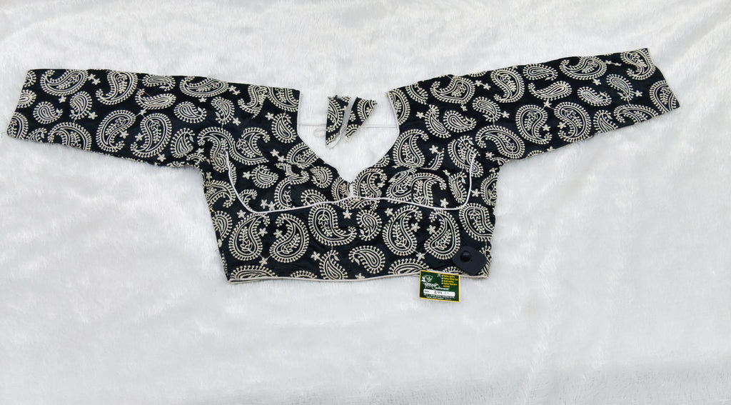Premium Black Chikankari Cotton Designer Blouse – 3/4 Sleeves
