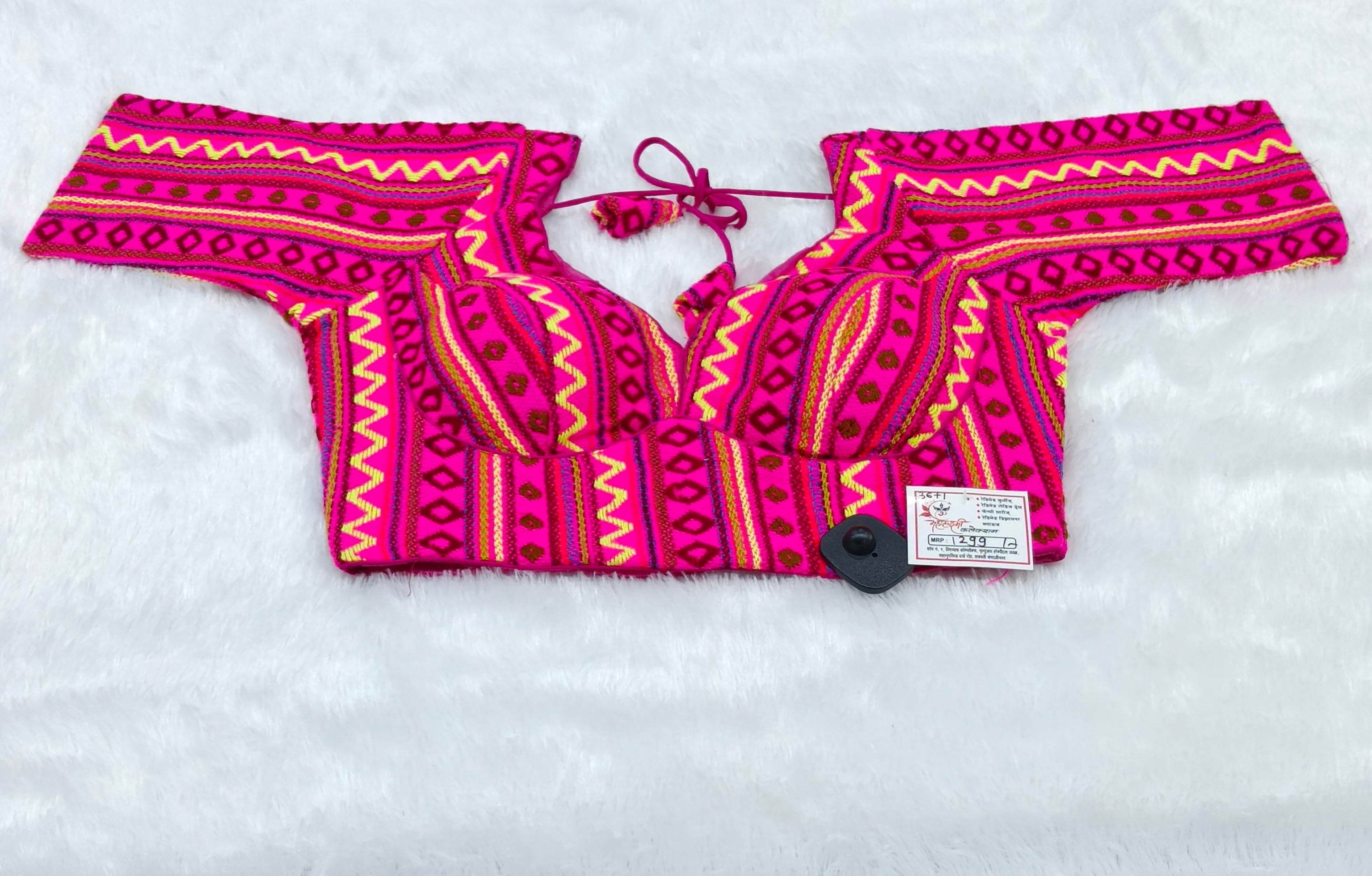Pink Woolen Pattern Cotton Saree Blouse | Readymade