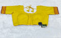 Yellow Khann Cotton Designer Blouse with Traditional Border Sleeves