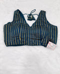 Teal Blue Gota Patti Cotton Designer Blouse-Back Open