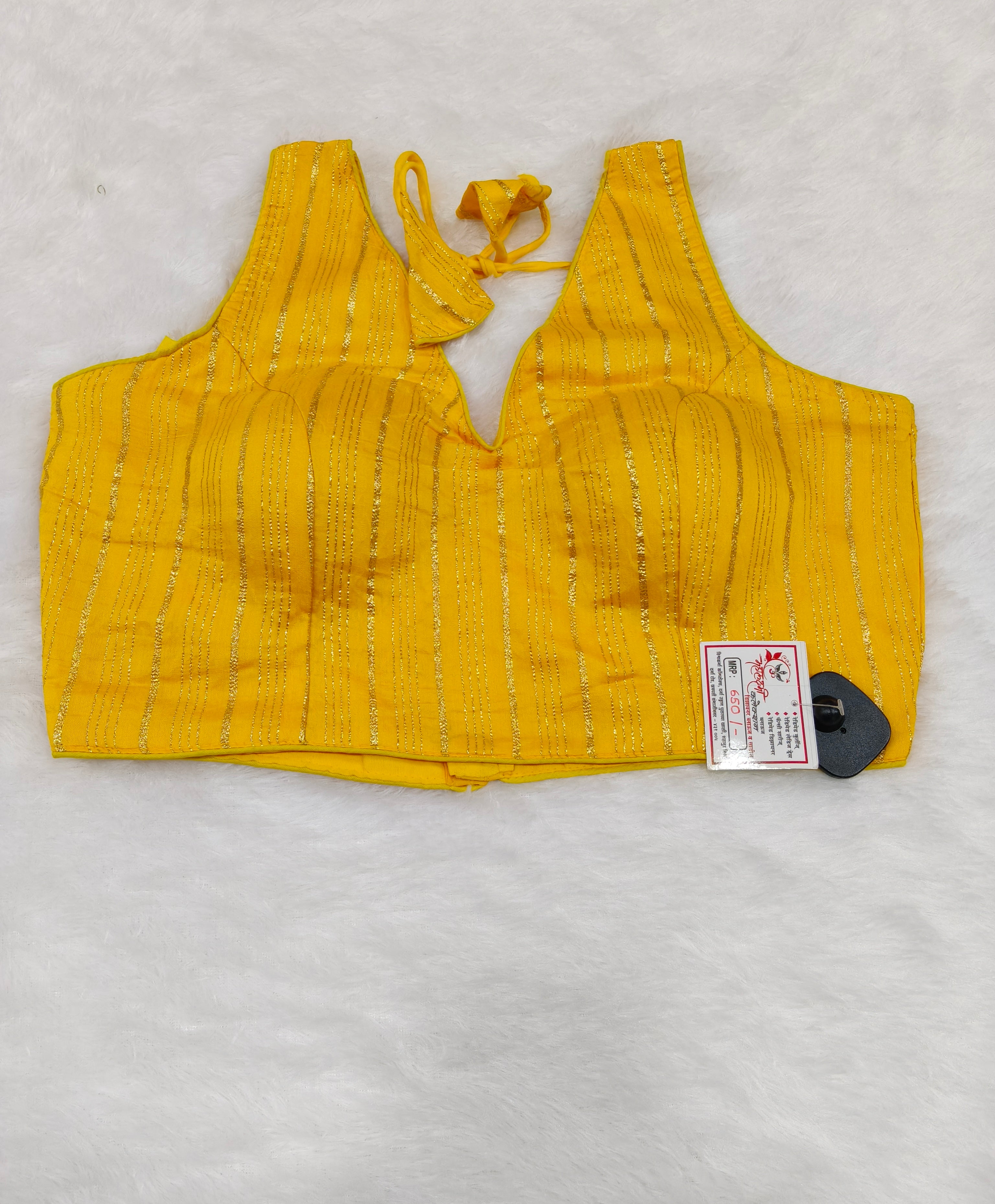 Sunshine Yellow Gota Patti Cotton Designer Blouse – Back Open