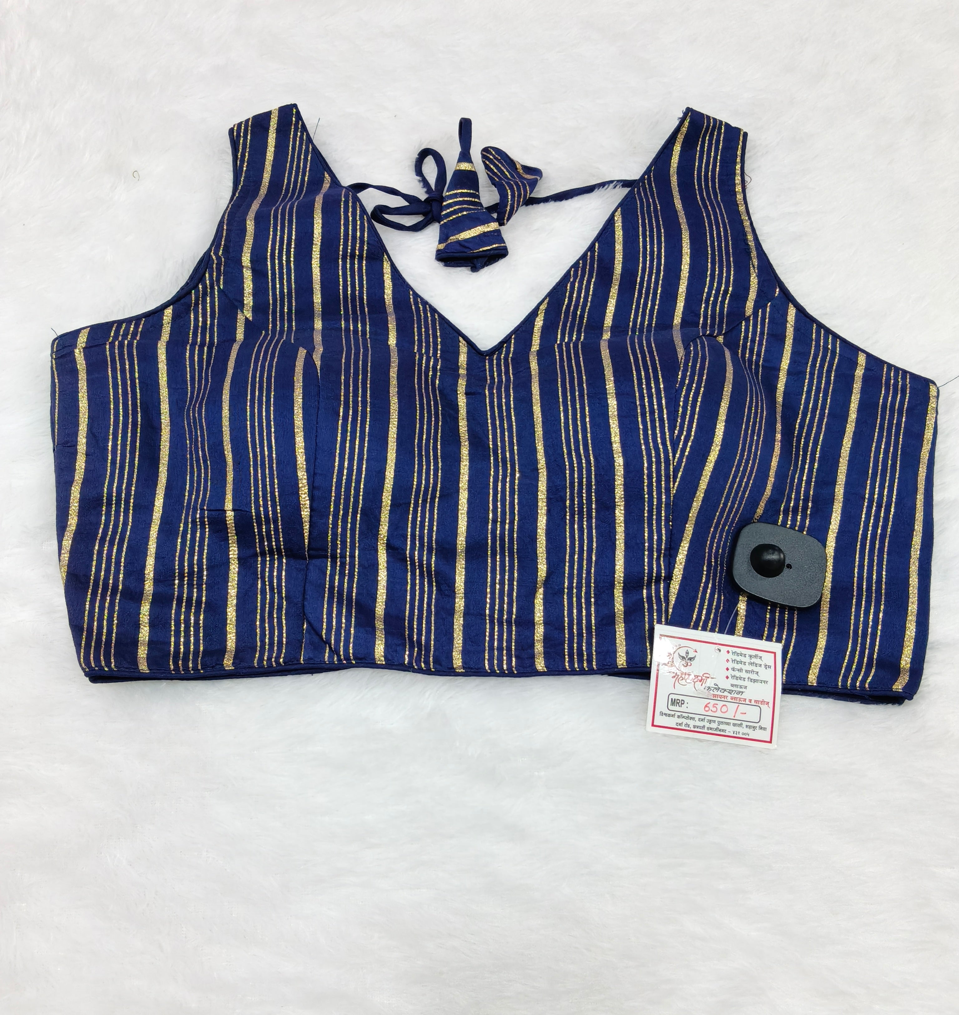 Royal Blue Gold Gota Patti Cotton Designer Blouse – Back Open