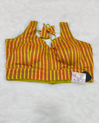 Multi Colour Striped Cotton Designer Sleeveless Saree Blouse