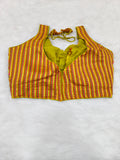 Multi Colour Striped Cotton Designer Sleeveless Saree Blouse