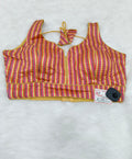 Multi Colour Striped Cotton Designer Sleeveless Saree Blouse