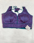 Multi Colour Striped Cotton Designer Sleeveless Saree Blouse