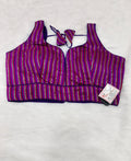 Multi Colour Striped Cotton Designer Sleeveless Saree Blouse | Purple & Pink