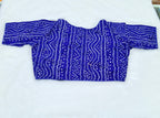 Royal Blue Bandhani Printed Pure Cotton Saree Blouse | Readymade