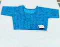 Sky Blue Bandhani Printed Pure Cotton Saree Blouse | Readymade
