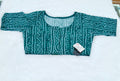 Teal Green Bandhani Printed Pure Cotton Saree Blouse | Readymade