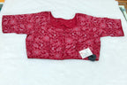 Ruby Red Floral Printed Pure Cotton Saree Blouse | Readymade