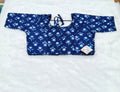Navy Blue Floral Bud Printed Pure Cotton Saree Blouse | Readymade