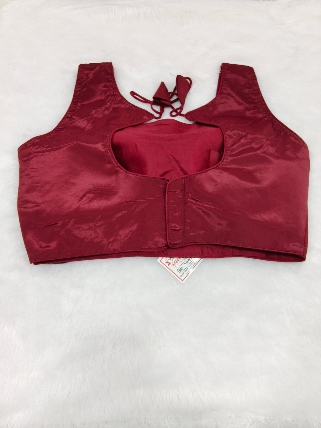 Maroon Plain Pure Silk Saree Blouse | Readymade