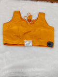 Mustard Yellow Plain Pure Silk Saree Blouse | Readymade