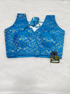 Royal Blue Banarasi Silk Brocade Design Saree Blouse | Readymade