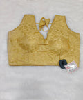 Champagne Gold Banarasi Silk Brocade Design Saree Blouse | Readymade