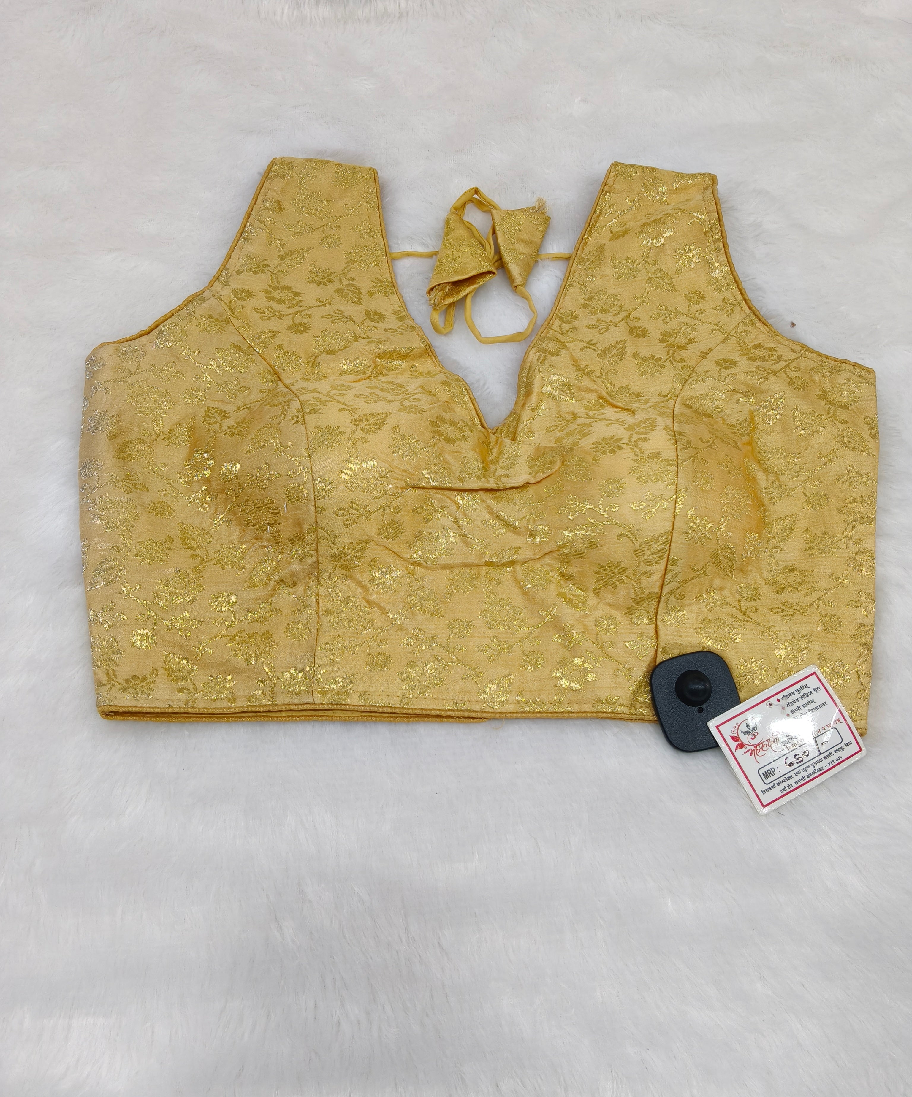 Champagne Gold Banarasi Silk Brocade Design Saree Blouse | Readymade