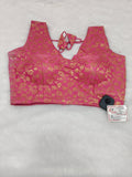 Pink Banarasi Silk Brocade Design Saree Blouse | Readymade