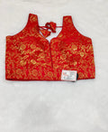 Crimson Red Banarasi Silk Big Brocade Design Saree Blouse | Readymade