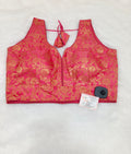 Rani Pink Banarasi Silk Big Brocade Design Saree Blouse | Readymade
