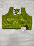 Olive Green Banarasi Silk Brocade Design Saree Blouse | Readymade