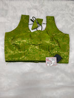 Olive Green Banarasi Silk Brocade Design Saree Blouse | Readymade