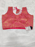Pink Banarasi Silk Brocade Design Saree Blouse | Readymade