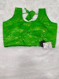 Neon Green Banarasi Silk Brocade Design Saree Blouse | Readymade