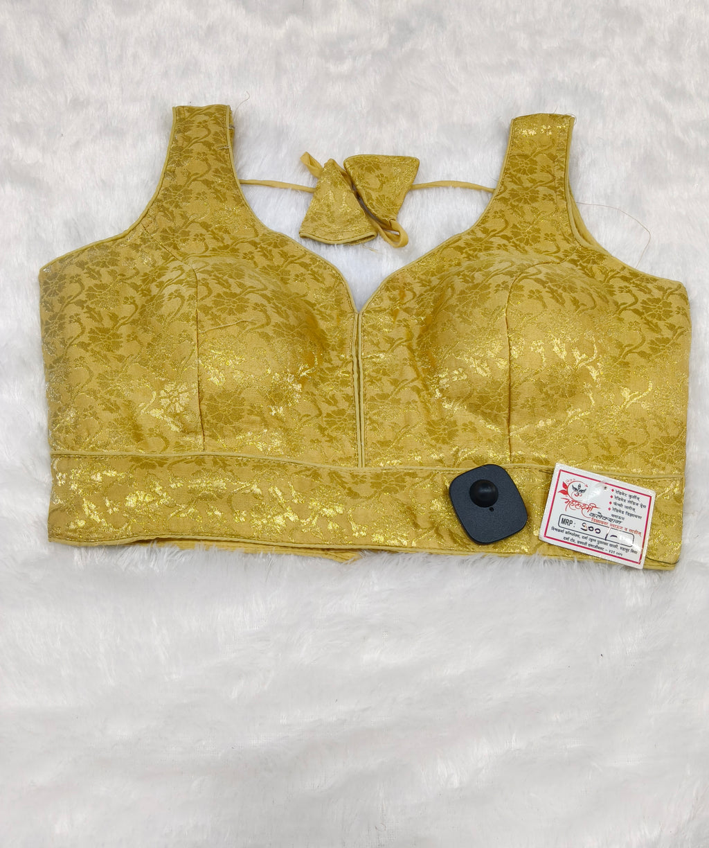Golden Banarasi Silk Big Brocade Design 2 Saree Blouse | Readymade