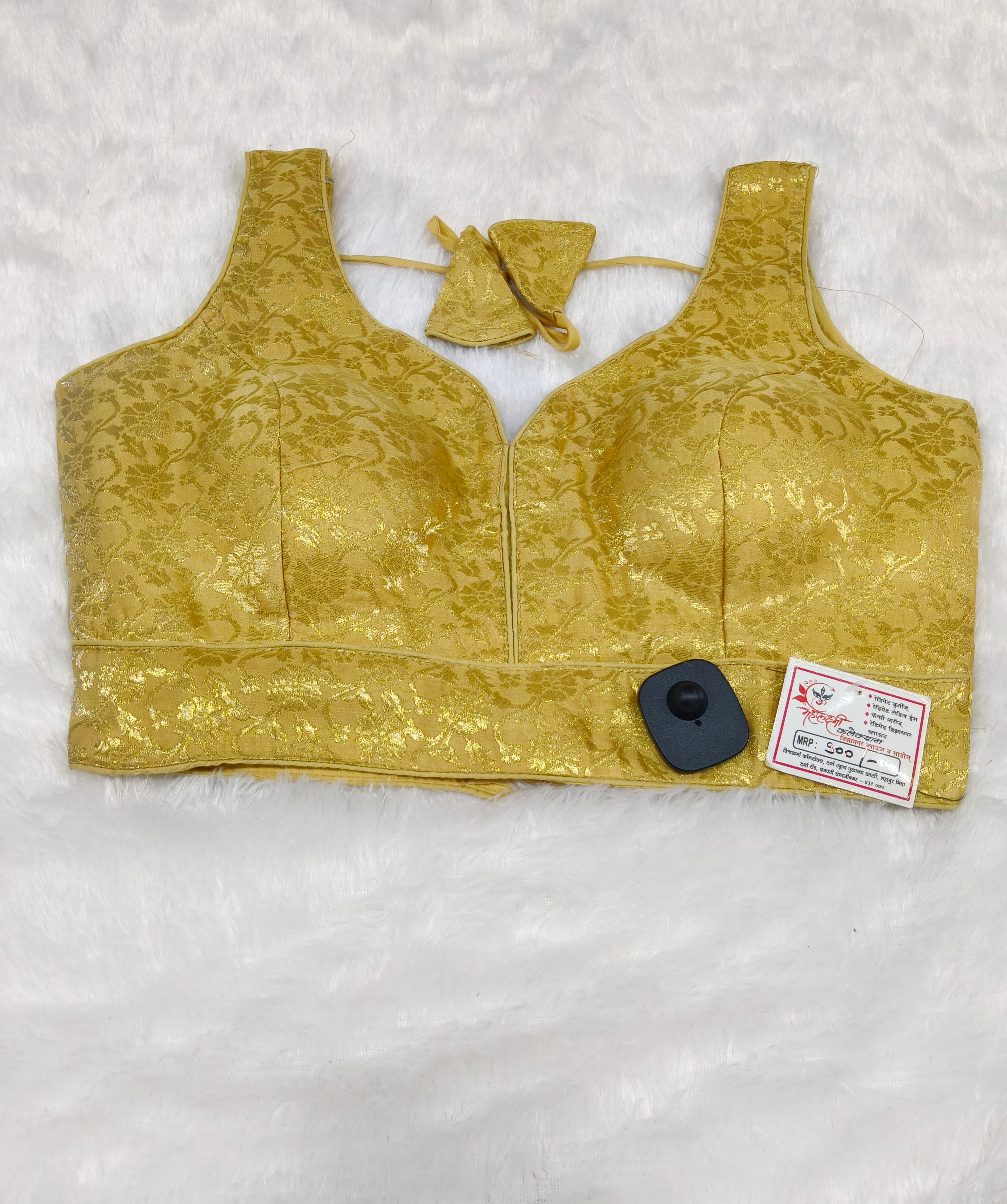 Golden Banarasi Silk Big Brocade Design 2 Saree Blouse | Readymade