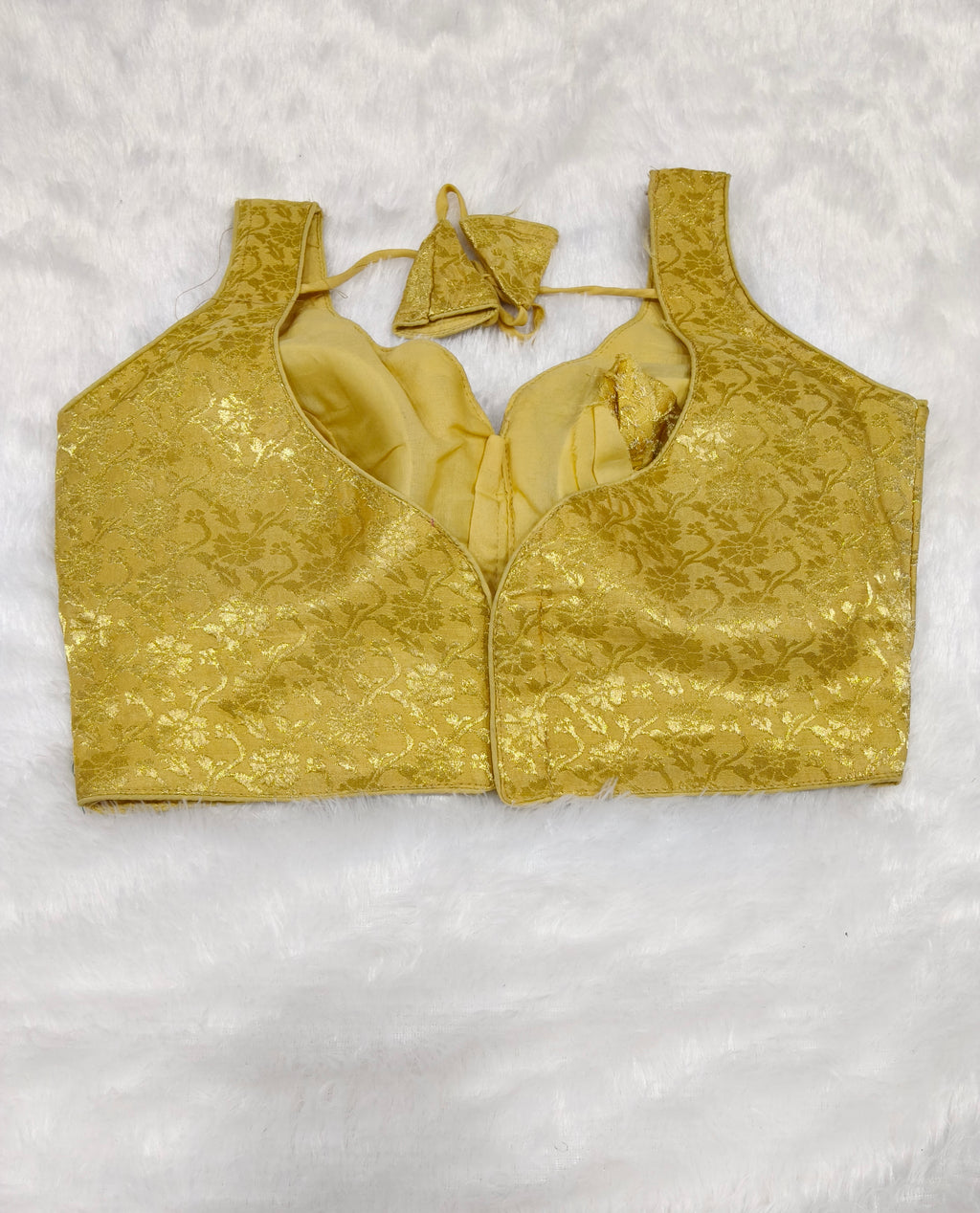 Golden Banarasi Silk Big Brocade Design 2 Saree Blouse | Readymade