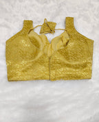 Golden Banarasi Silk Big Brocade Design 2 Saree Blouse | Readymade