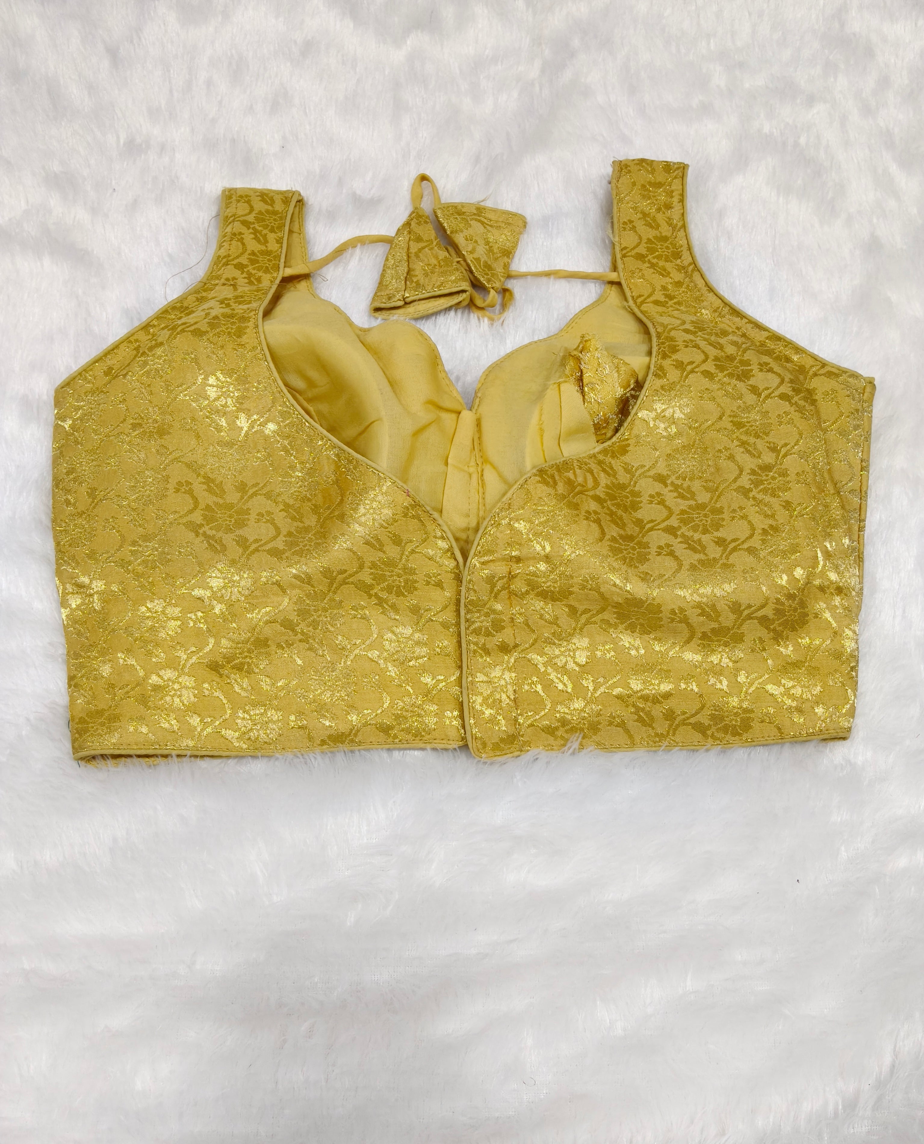 Golden Banarasi Silk Big Brocade Design 2 Saree Blouse | Readymade