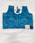 Royal Blue Banarasi Silk Betel Leaf Design Saree Blouse | Readymade