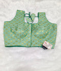 Mint Green Banarasi Silk Betel Leaf Design Saree Blouse | Readymade