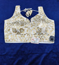 Ivory White Banarasi Silk Gold Silver Brocade Design Saree Blouse | Readymade