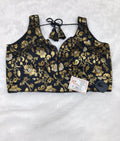 Black Banarasi Silk Gold Silver Brocade Design Saree Blouse | Readymade