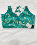 Turquoise Banarasi Silk Gold Silver Brocade Design Saree Blouse | Readymade